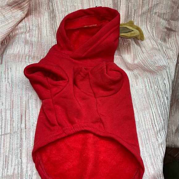 Red Pet Hoodie with Antlers - Picture 4 of 5